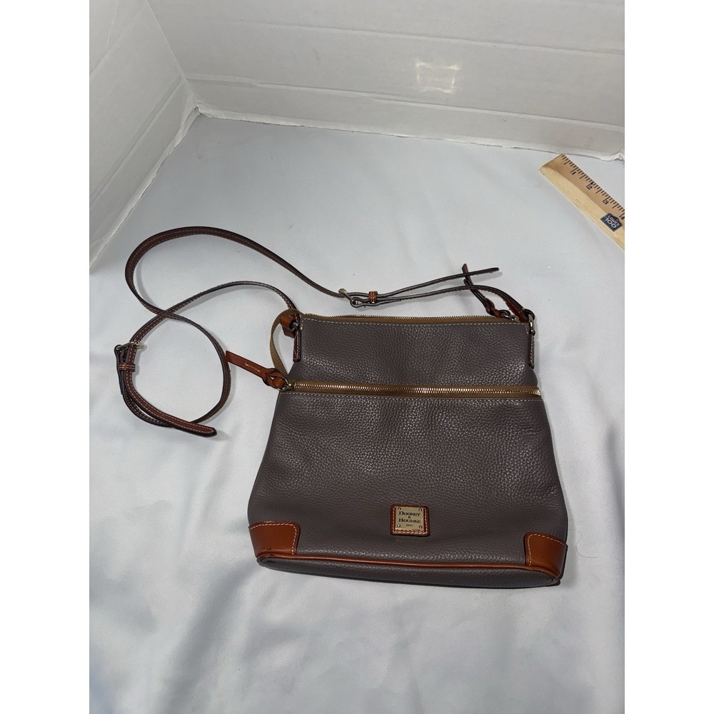 Dooney & Bourke Pebbled Leather Crossbody Large Zip‎ -Elephant-